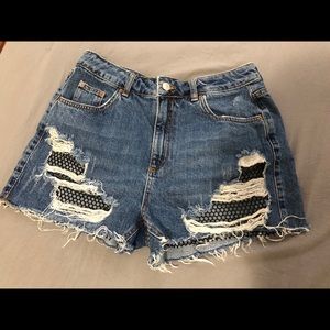 Topshop fishnet detail shorts. Size 12